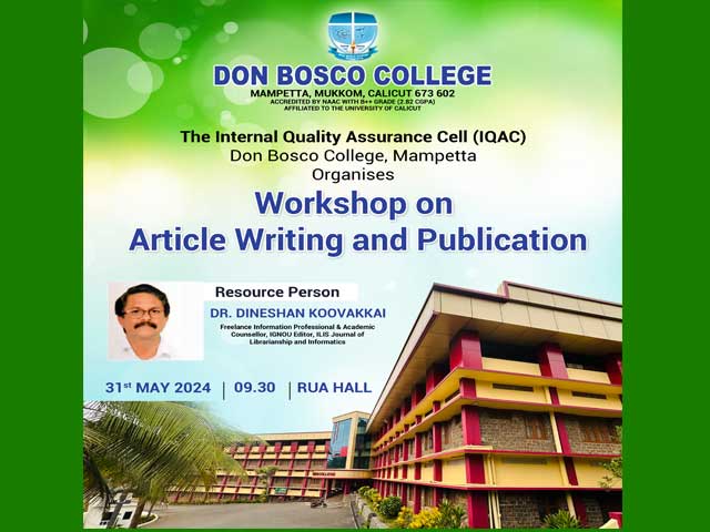 Workshop on Article Writing and Publications